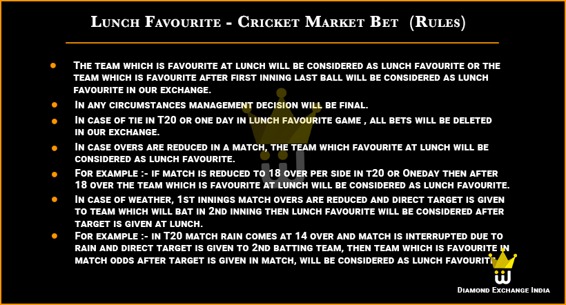 Cricket Lunch Favourite Fancy Market Game Rules And Betting account id